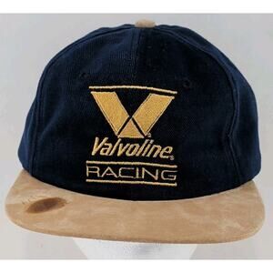 Vintage Valvoline Hat Adjustable Strap Back Denim Like Blue And Tan